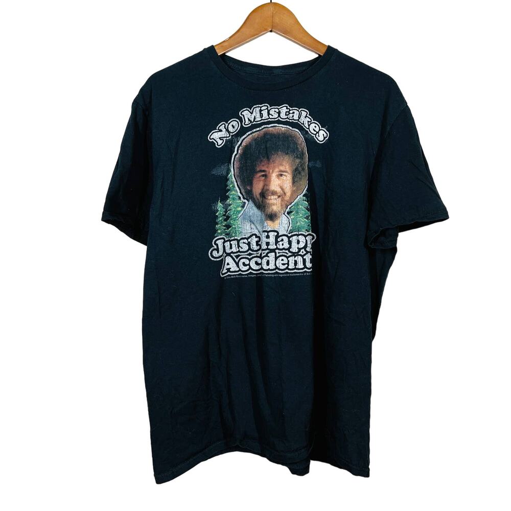 Bob Ross Happy Accidents Graphic Tee Black Short Sleeve - XL